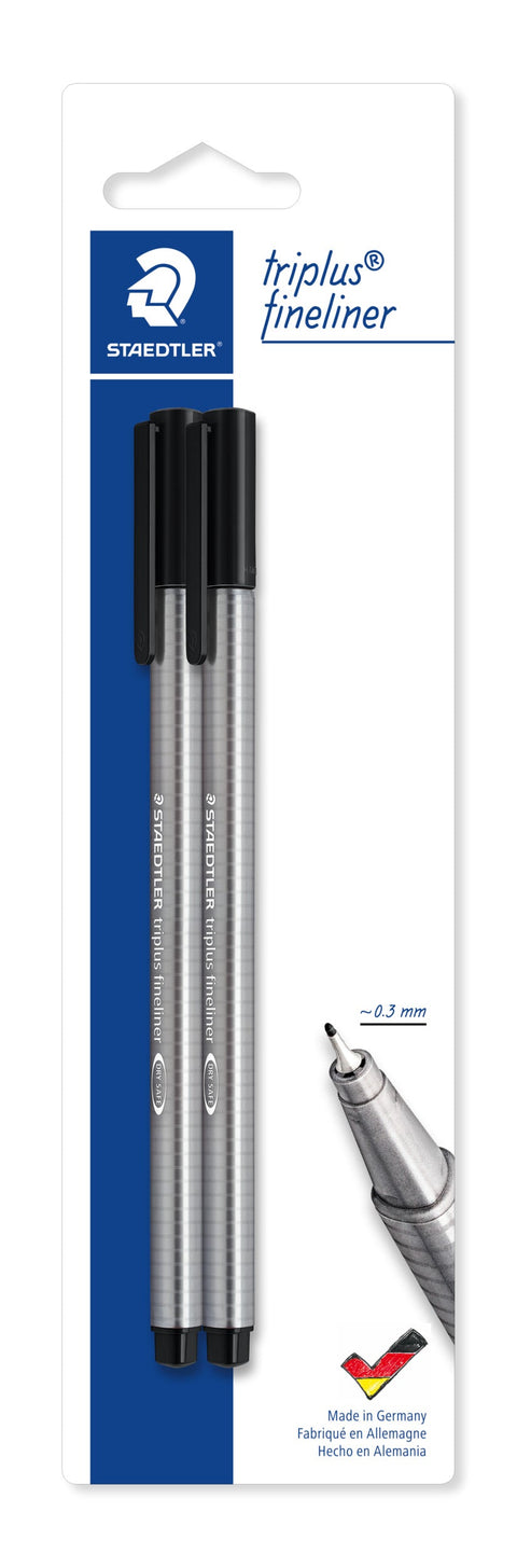 Marcador Triplus Fineliner 2 unidades Preto Staedtler