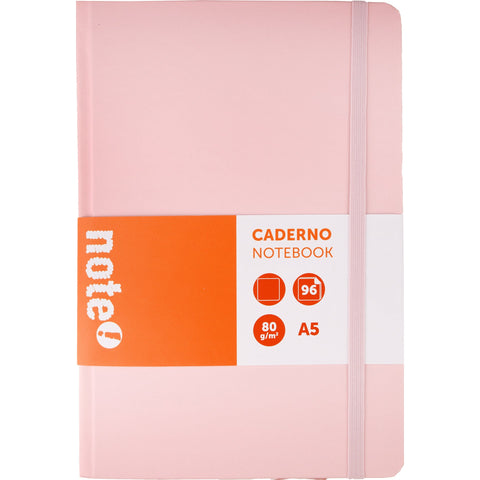 Caderno Agrafado A5 Capa Dura Com Elástico Liso Pastel