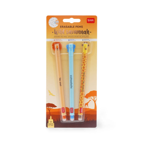 Conjunto 3 Canetas Apagar - Animais Selva