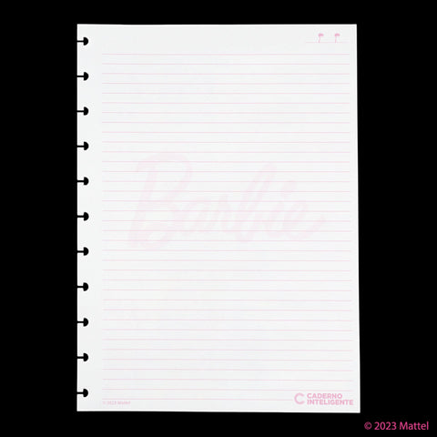 Folhas Pautadas Grandes 90g Barbie™ Pink para Caderno Inteligente