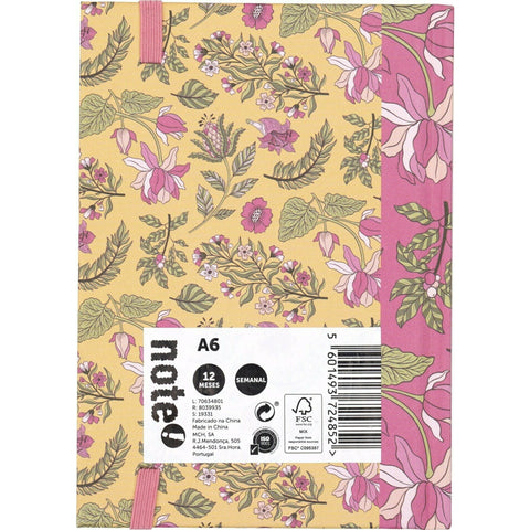 Agenda A6 2025 Semanal Capa Dura Botanic Note! (artigo sortido)