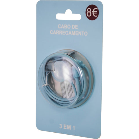 Cabo De Carregamento 3 Em 1 Aqua Sky