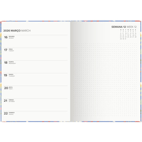 Agenda A6 2026 12 Meses Semanal Calm Note!