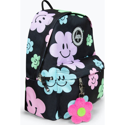Mochila Badge Black Happy Flowers Hype