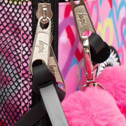 Saco Lanche Graffiti Hearts Rosa Hype