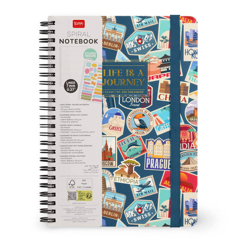 Caderno Espiral - Adesivos De Viagem