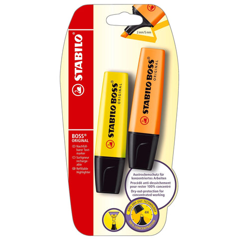 Sublinhador BOSS ORIGINAL Amarelo e Laranja 2 Unidades Stabilo