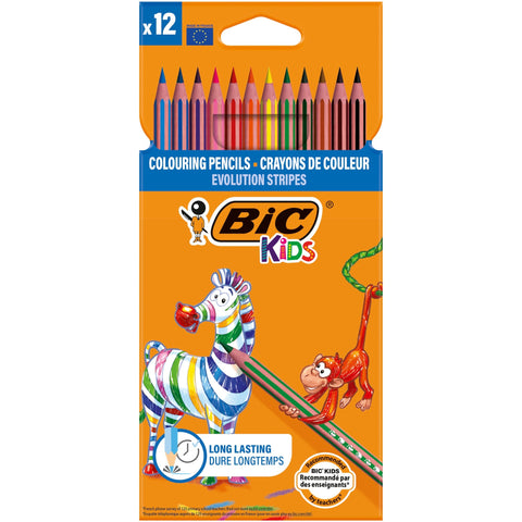 Lápis de Cor Evolution Stripes Kids 12 Unidades Bic