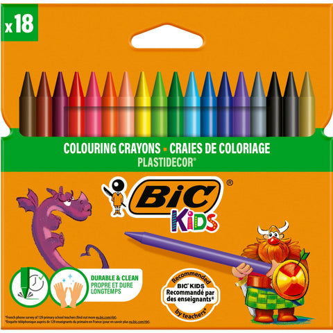 Lapis de Cera Plastidecor Kids 18 Unidades Bic