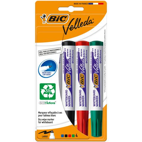 Marcadores para Quadro Branco Velleda 4 unidades Bic