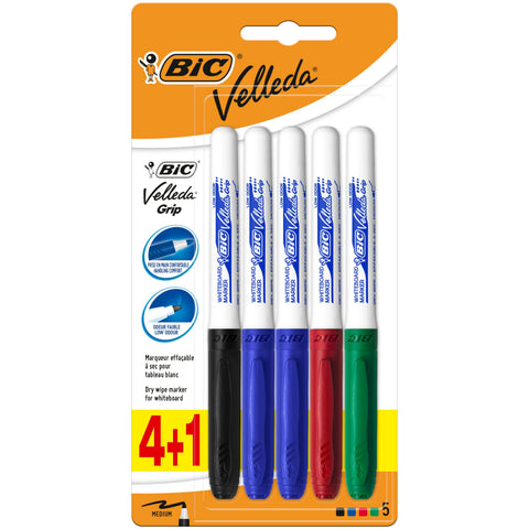 Marcadores para quadro Branco Velleda Grip 5 Unidades Bic