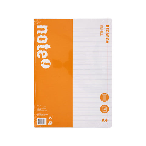 Recarga de Papel A4 Pautado 100 Folhas Note!