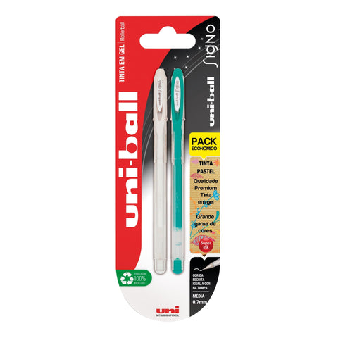 Roller de Tinta Gel Verde e Branca Uni-ball