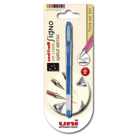 Esferográfica Signo Noble Metal Roller Gel Metálica Azul Uni-ball