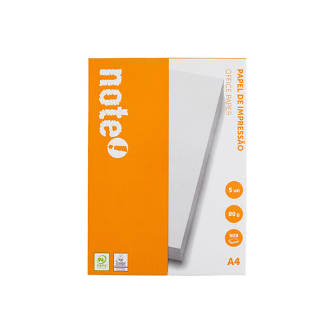 Resma de Papel de Impressão A4 500 Folhas 80g/m2 5 UnidadesNote!