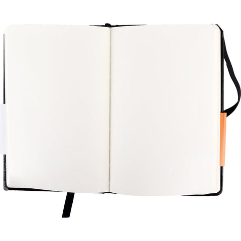 Caderno Agrafado A6 Capa Dura Preta com Elástico Liso Note!