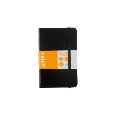 Caderno Agrafado A6 Capa Dura Preta com Elástico Liso Note!