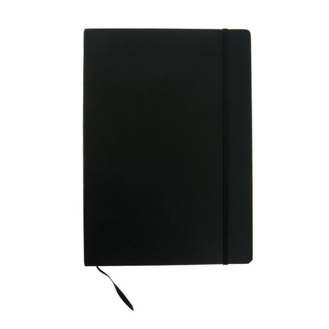 Caderno Agrafado A5 Capa Dura Preta com Elástico Liso Note!