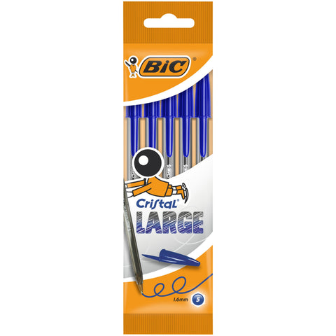 Esferográfica Cristal Large Tinta Azul 5 Unidades Bic