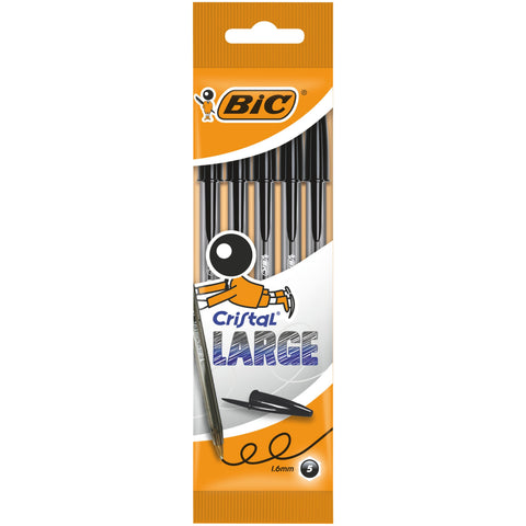 Esferográfica Cristal Large Tinta Preta 5 Unidades Bic