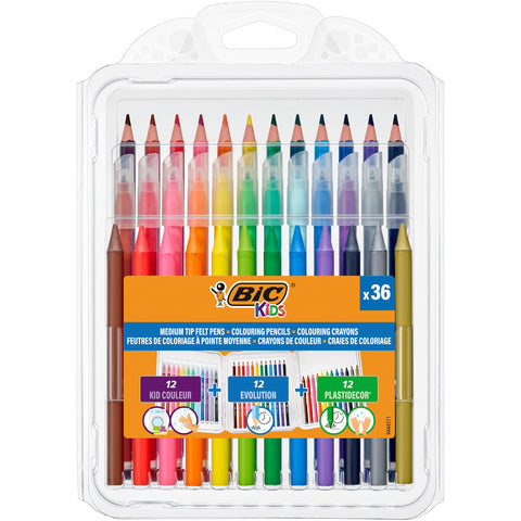 Marcador Colorir 12 Lápis Cor + 12 Cera Bic