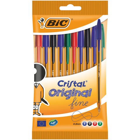 Esferográfica Cristal Fine em 4 Cores 10 Unidades Bic