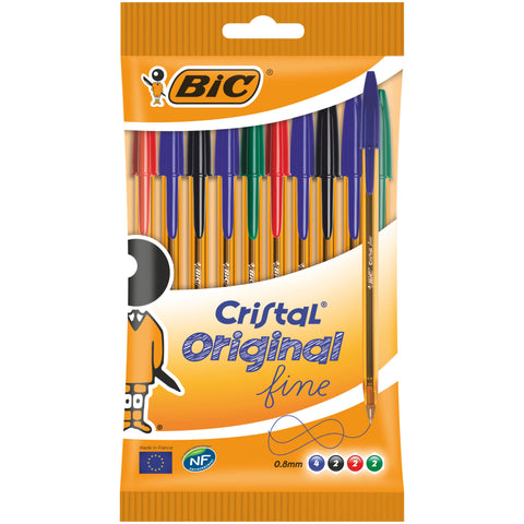 Esferografica Cristal Fine 10 Unidades Sortidas
