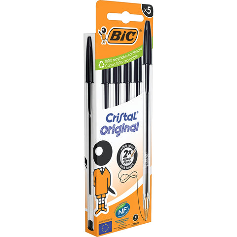 Esferográfica Cristal Original Tinta Preta 5 Unidades Bic