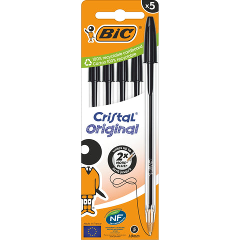 Esferográfica Cristal Medium 5 Unidades Pretas