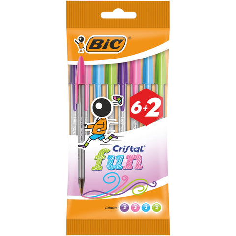 Esferográfica Cristal Fun Cores Pastel 8 Unidades Bic