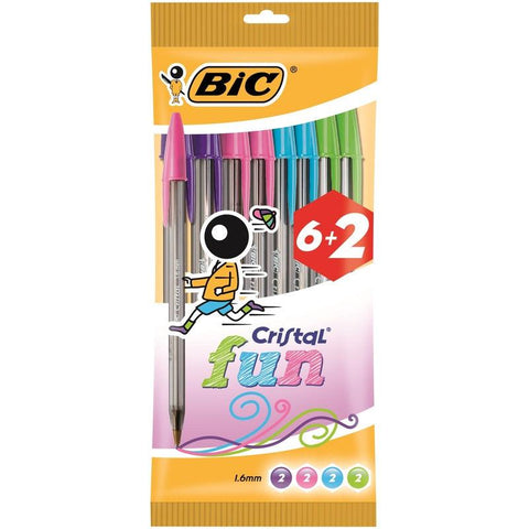 Esferográfica Cristal Fun Cores Pastel 8 Unidades Bic