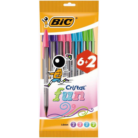 Esferográfica Cristal Fun Cores Pastel 8 Unidades Bic