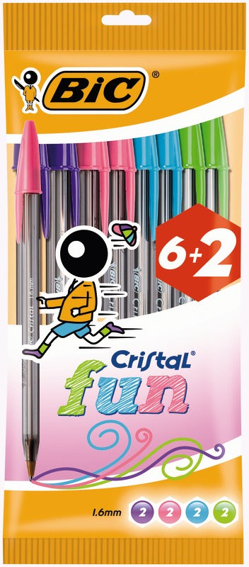 Esferográfica Cristal Fun 8 unidades Bic