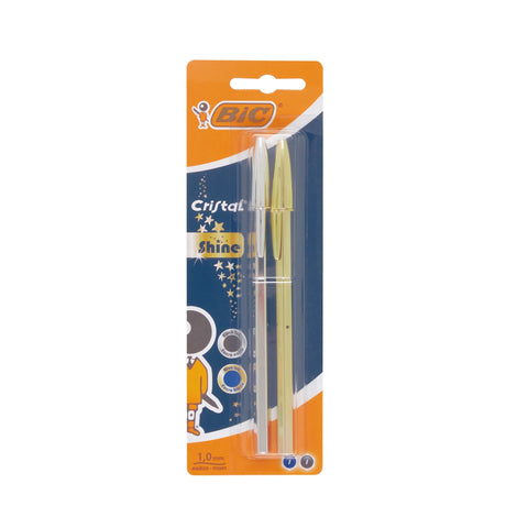 Esferográfica Cristal Shine Dourada e Prateada Bic