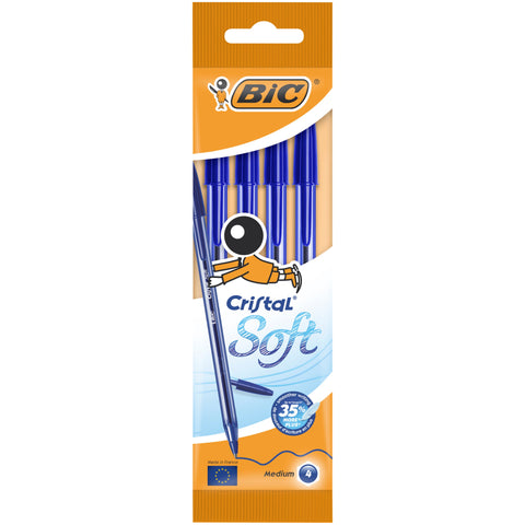 Esferográfica Cristal Soft Azul 4 Unidades Bic