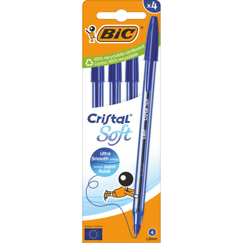 Esferográfica Cristal Soft Tinta Azul 4 Unidades Bic