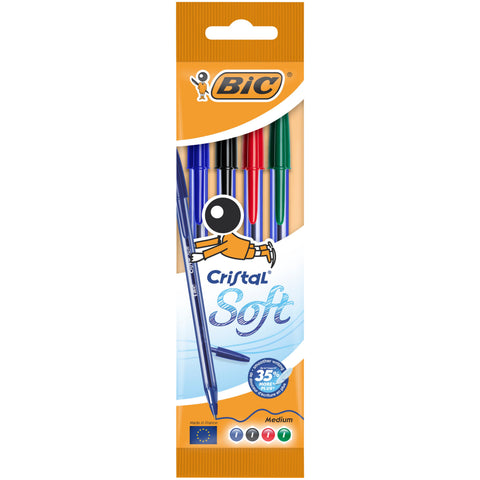 Esferográfica Cristal Soft em 4 Cores 4 Unidades Bic