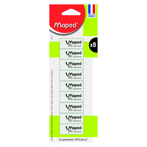 Borracha Branca Mini Technic 9 Unidades Maped