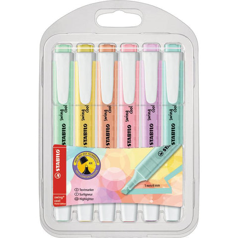 Sublinhadores Swing Cool em Tons Pastel 6 Unidades Stabilo