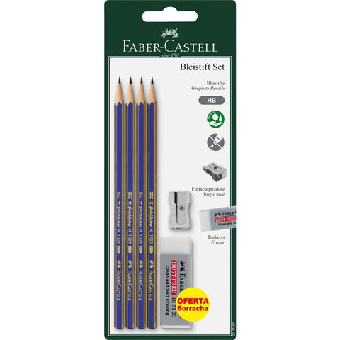 Pack 4 Lápis Grafite GoldFaber HB, Borracha e Afia Faber-Castell