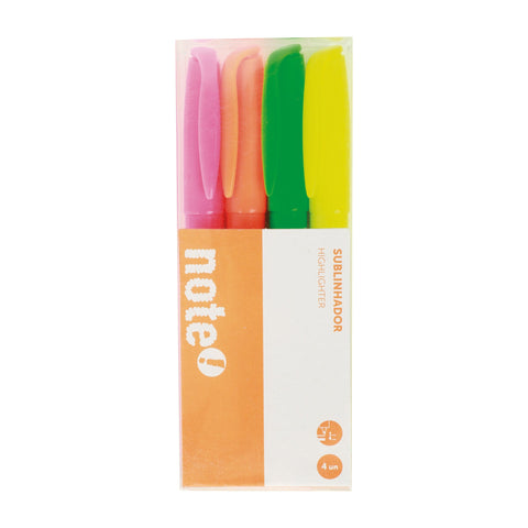 Sublinhador Fino de Tinta Fluorescente 4 Unidades Note!