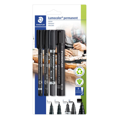 Marcador Permanente 4 Unidades Preto Staedtler