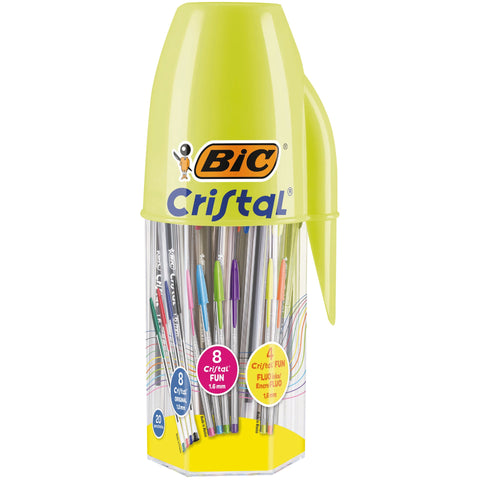 Mega Tubo Cristal - Conjunto de 20 Esferográficas Cristal+Fun+Fluo Bic