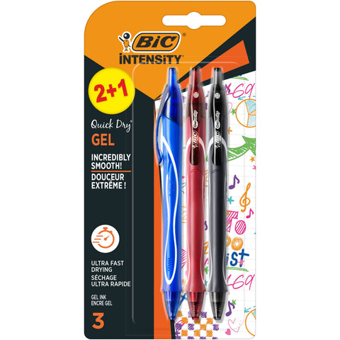 Esferográfica Gel-ocity Quick Dry Tinta Gel 3 unidades Bic