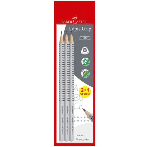 Lápis Triangular HB com Grip 3 unidades Faber Castell