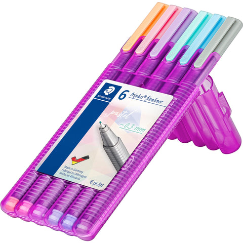 Marcador Escrita Triplus Fineline Pastel 6 Unidades