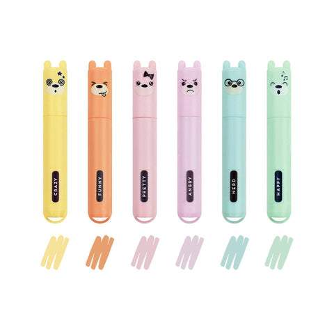 Conjunto 6 Mini Sublinhadores Pastel - Teddy's