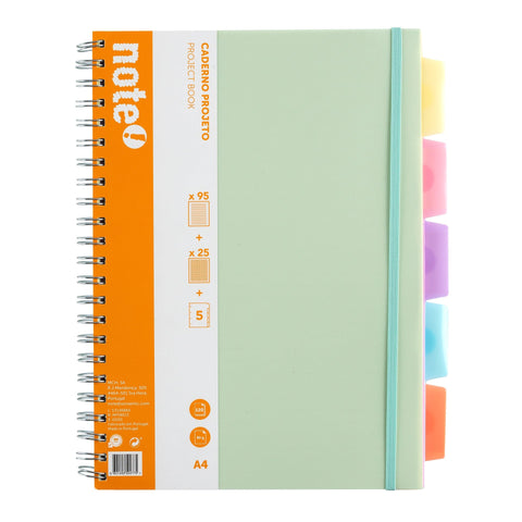 Caderno Espiral A4 Pautado com Elásticos e Separadores (várias cores) Note!