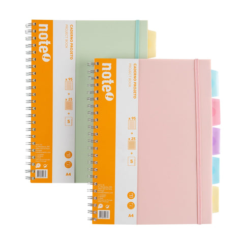 Caderno Espiral A4 Pautado com Elásticos e Separadores (várias opções) Note!