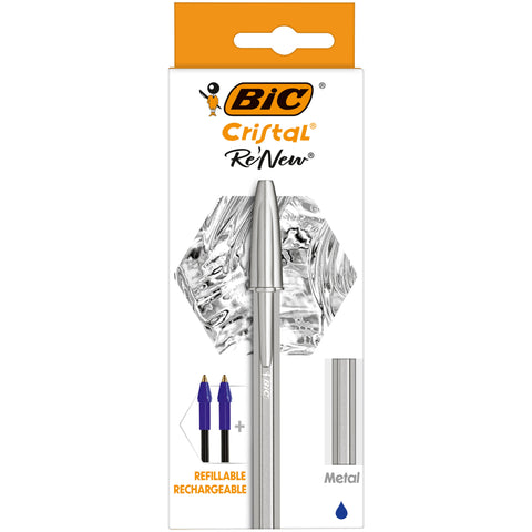 Esferográfica Cristal Re'New com 2 Recargas Azul Bic